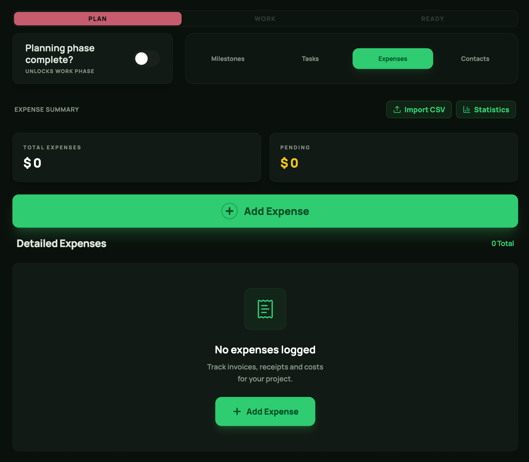 Expenses Page