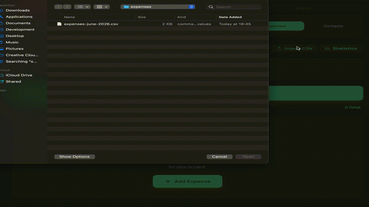 Expenses Import Csv 1
