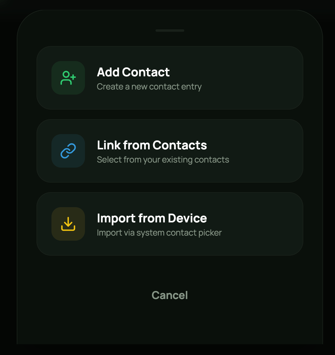 Add Import Contact Add Import Contact