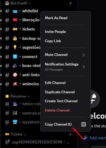 Conseguir ID do canal