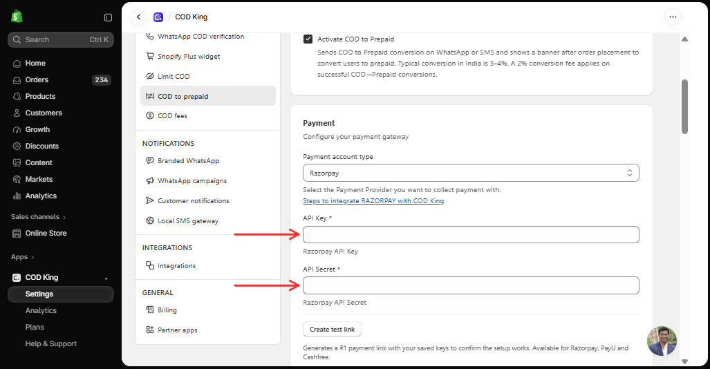 API Key and API Secret