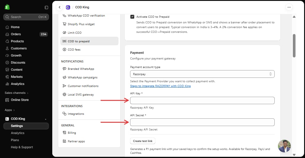 API Key and API Secret