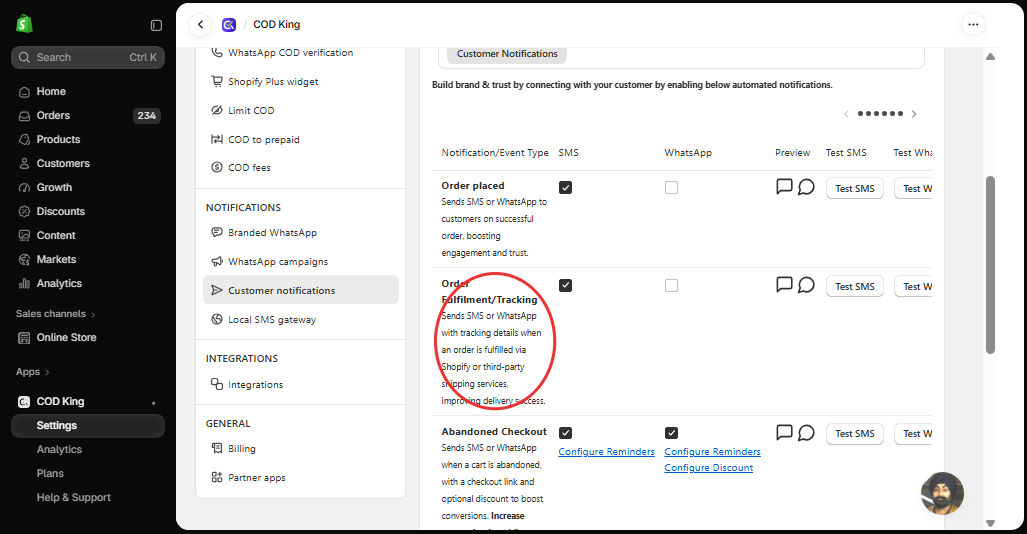 Order Fulfilment/Tracking row