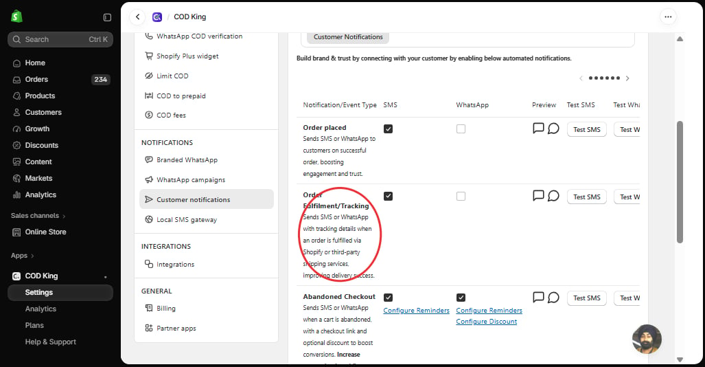 Order Fulfilment/Tracking row
