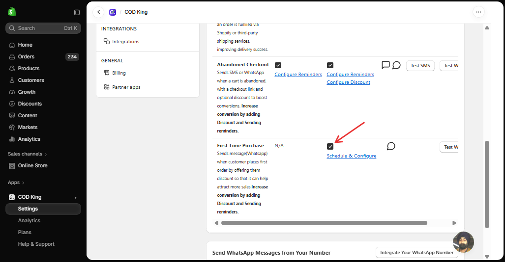 Enable First Time Purchase messages