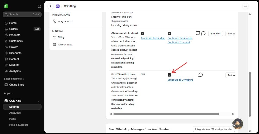 Enable First Time Purchase messages