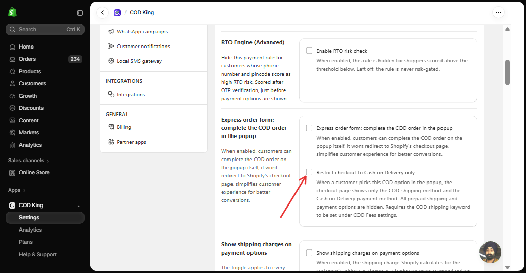 COD Rule Options
