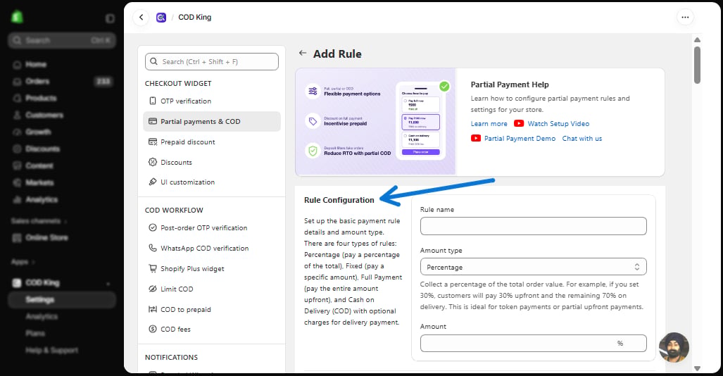 Rule Configuration on the Add Rule page