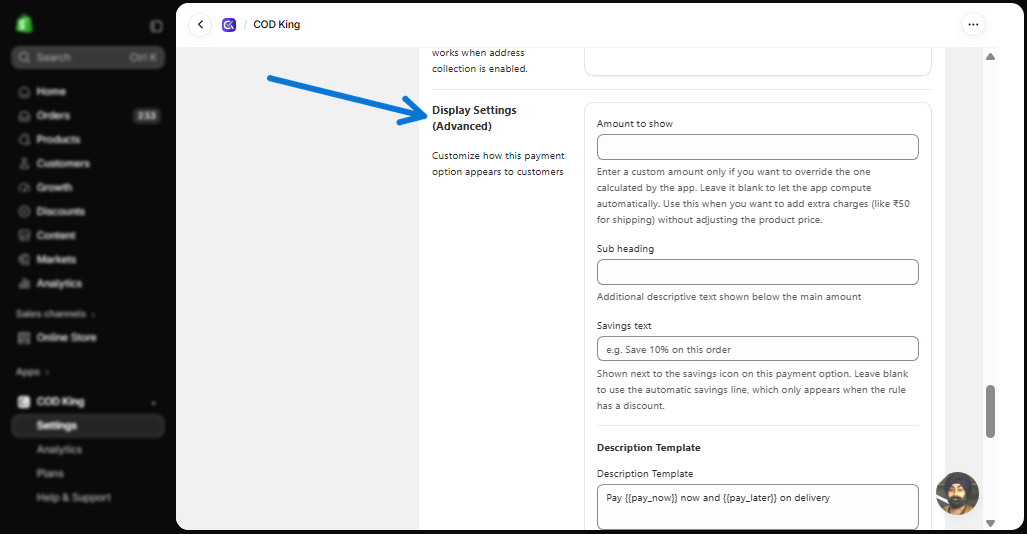 Display Settings section