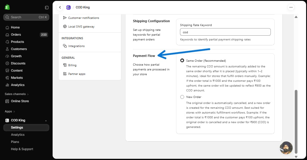 Payment Flow in Advanced Settings