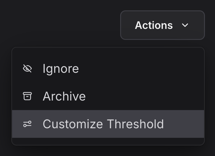 Per-benchmark regression threshold in actions menu