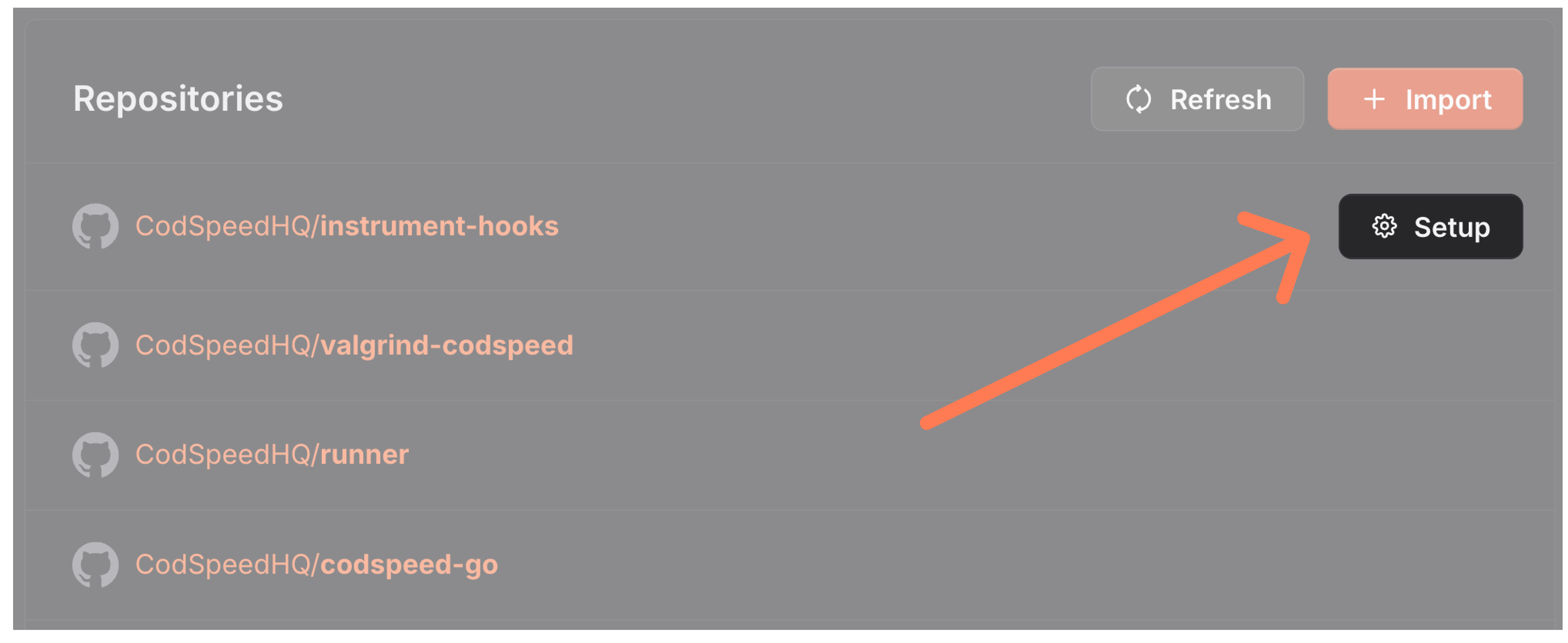 Repository Setup button