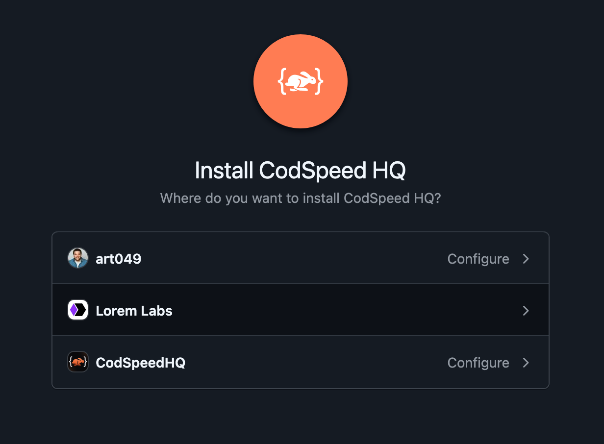 Github App organization selection