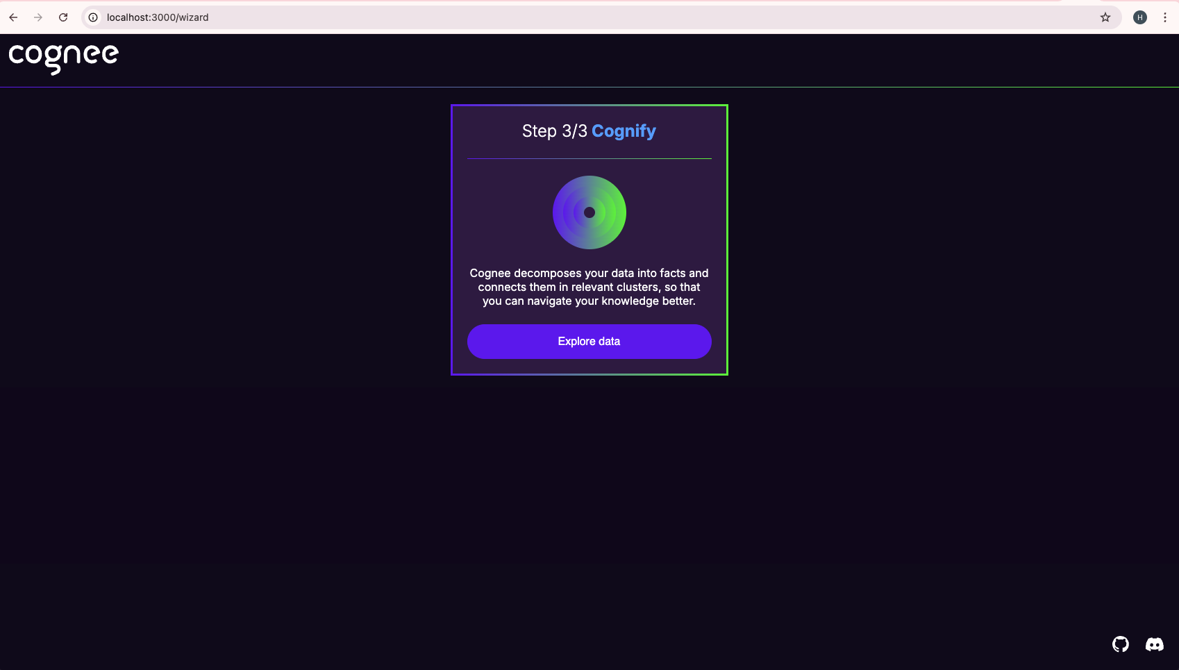 Cognee UI Cognify Page