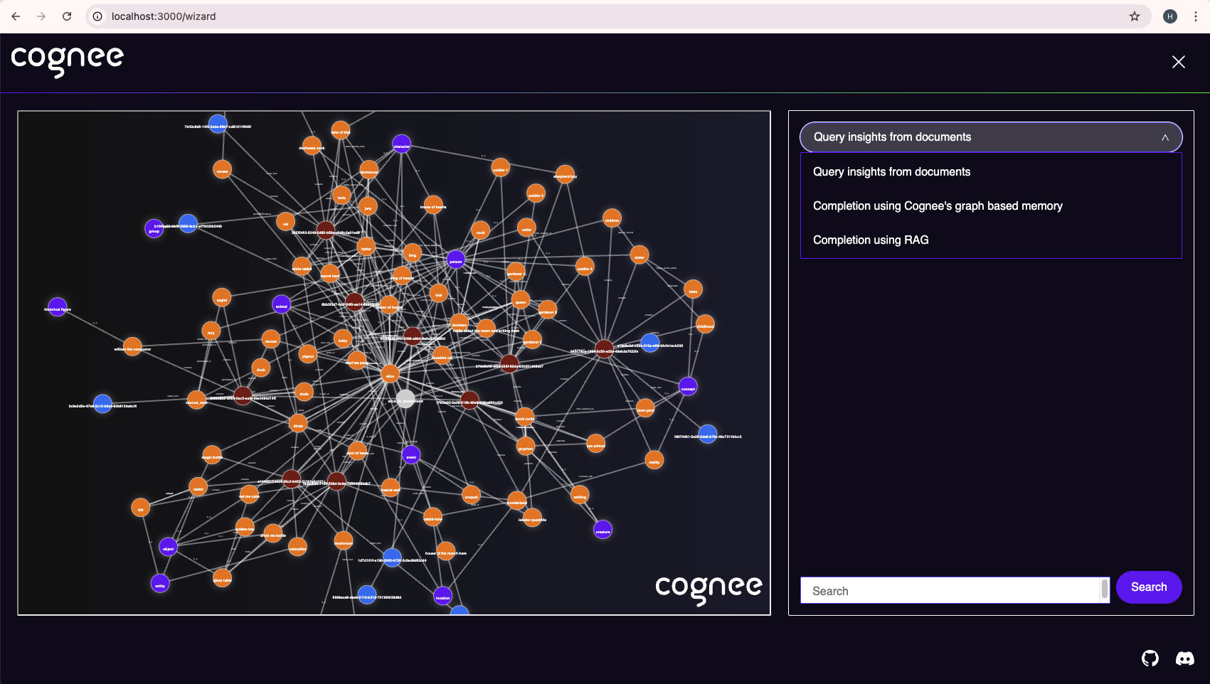 Cognee UI Explore Page