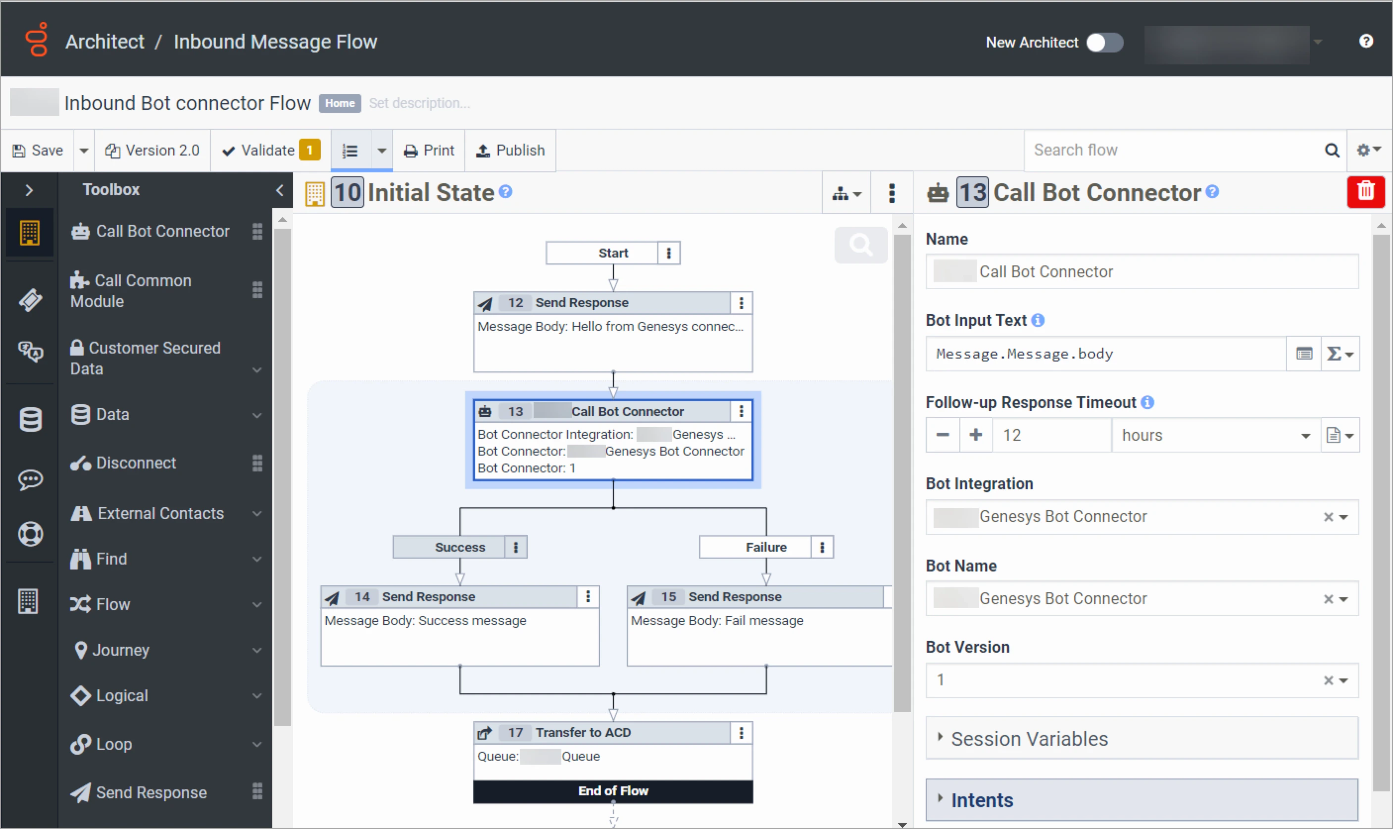 Genesys inbound message flow configuration example