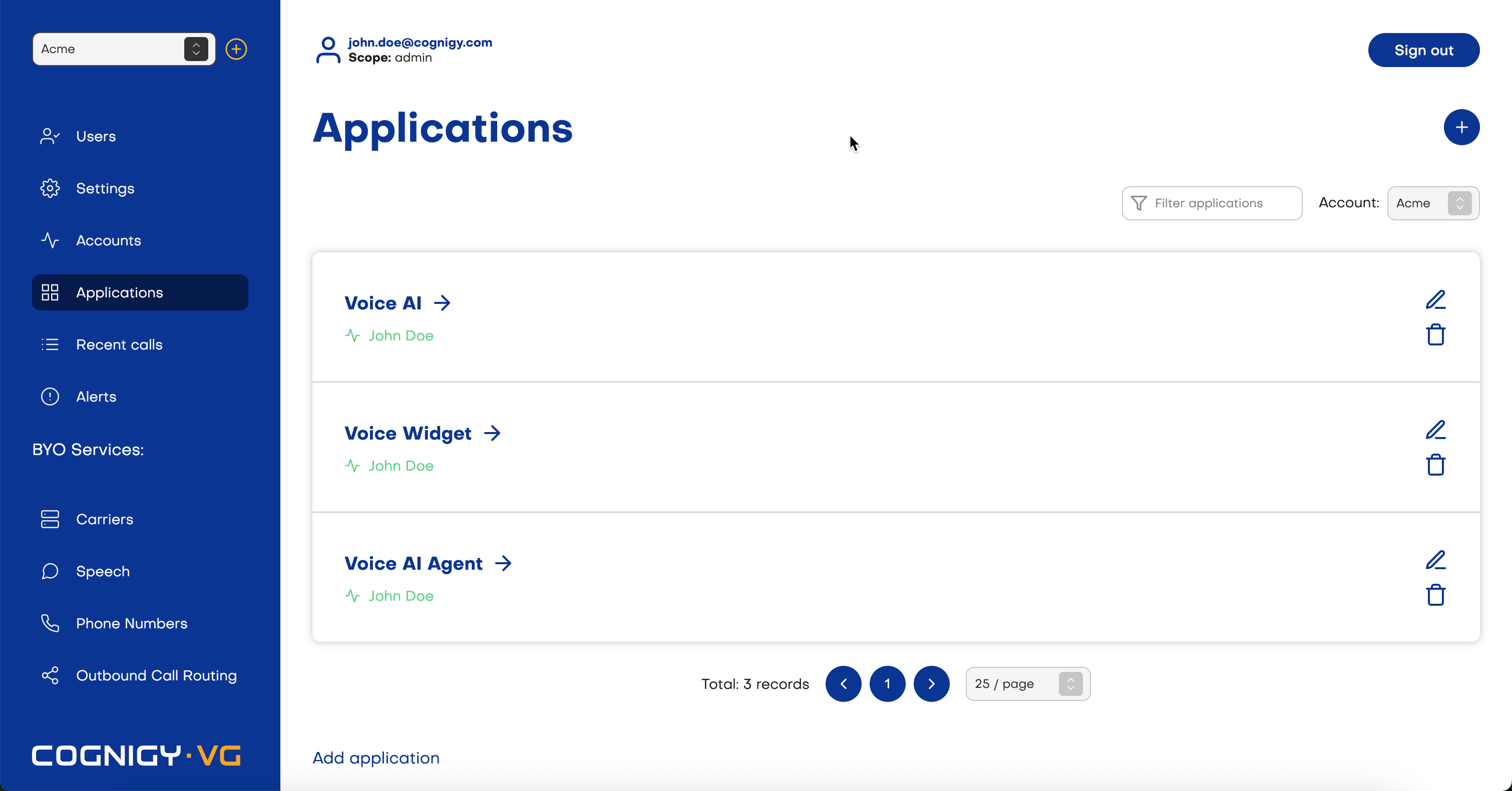 Applications - Cognigy Documentation
