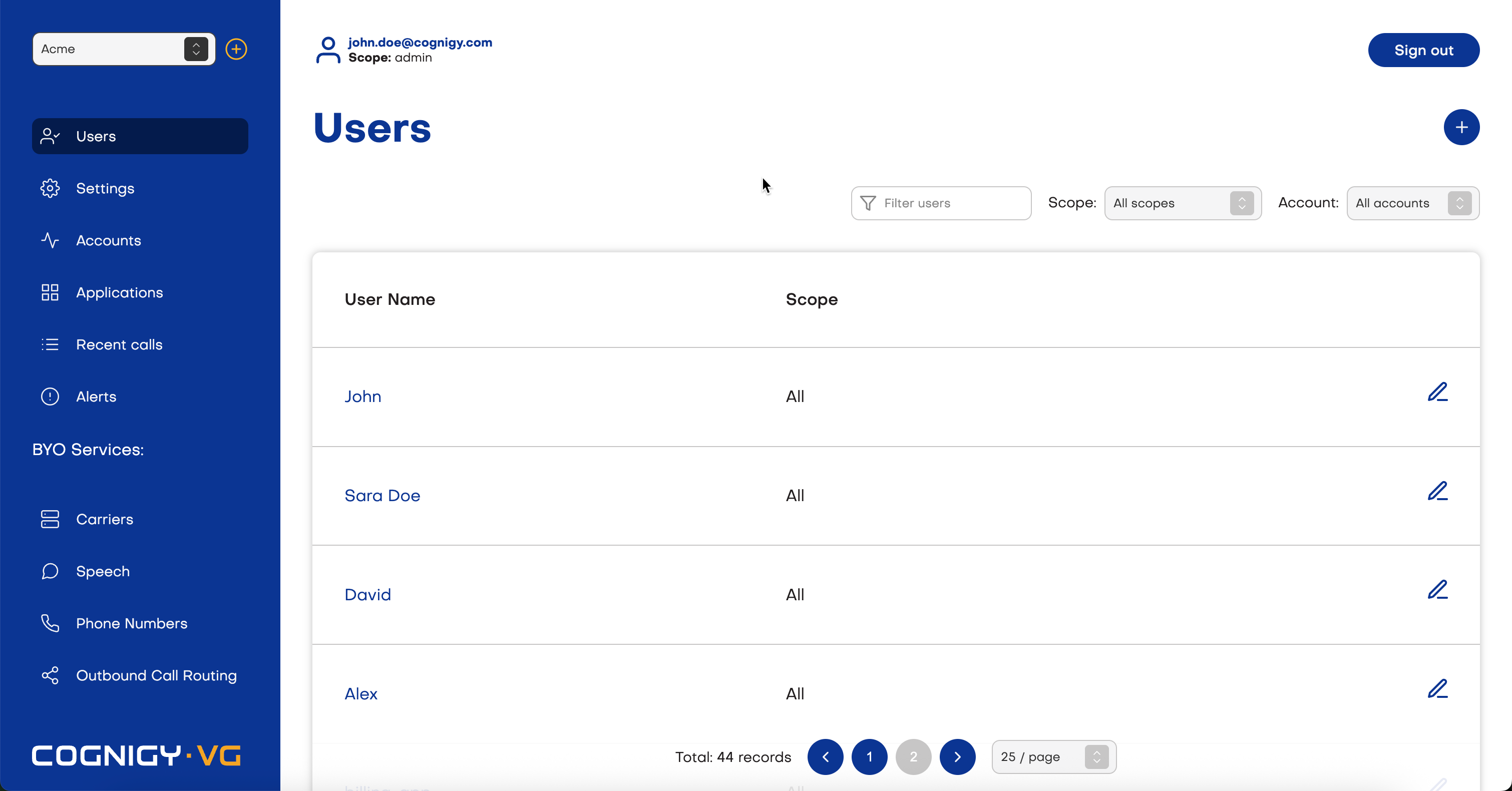Users - Cognigy Documentation