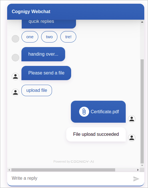 Live Agent request file upload webchat completed