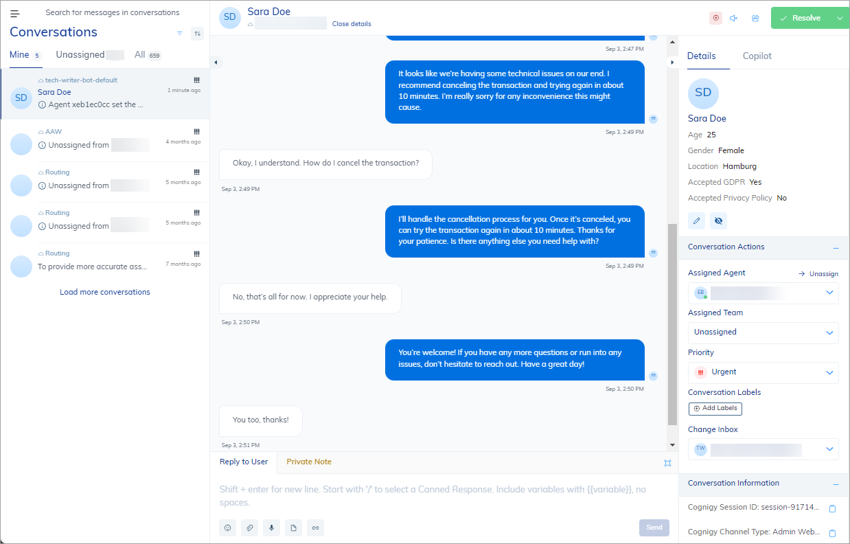 Conversations - Cognigy Documentation