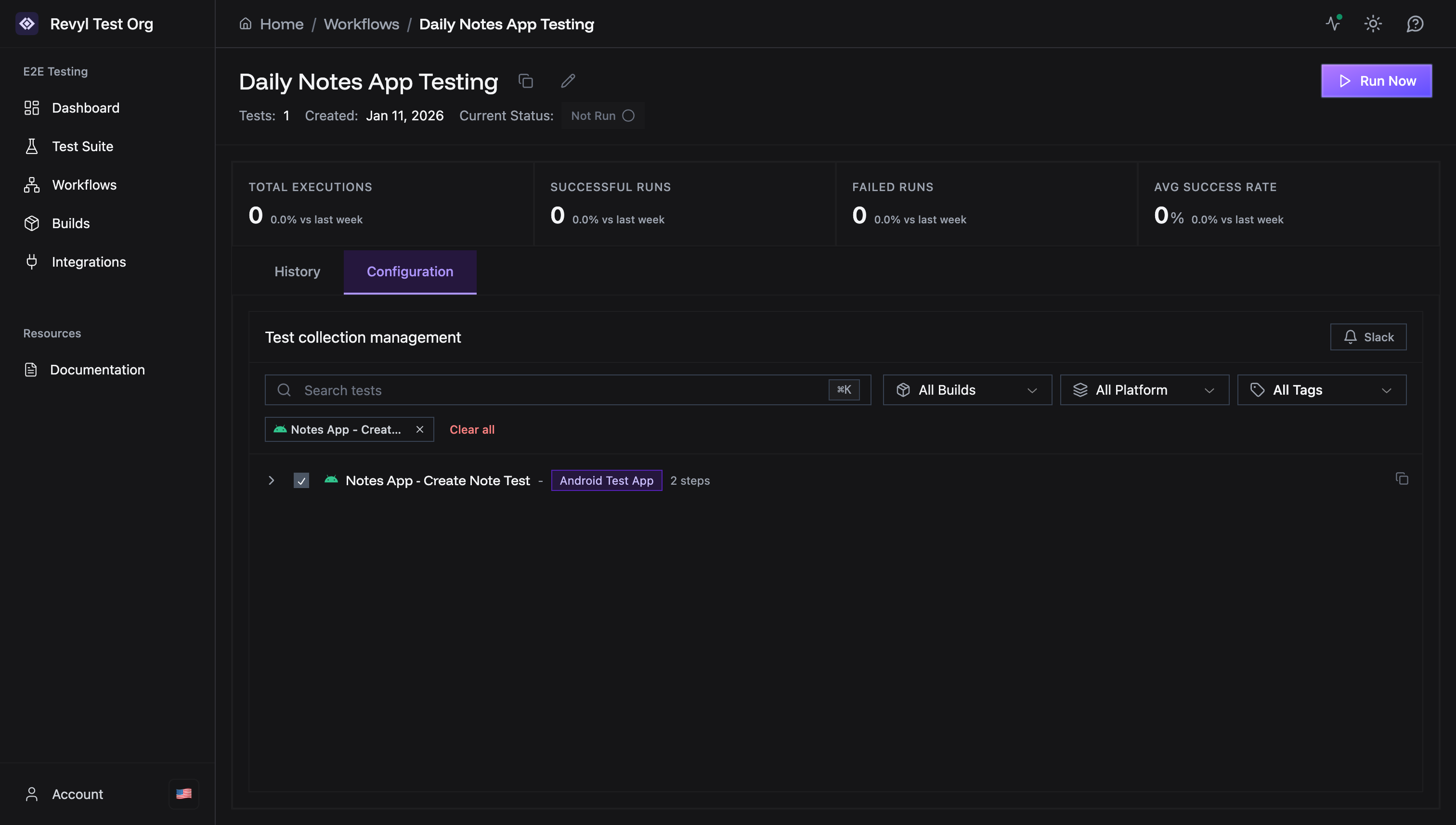 Workflow configuration tab