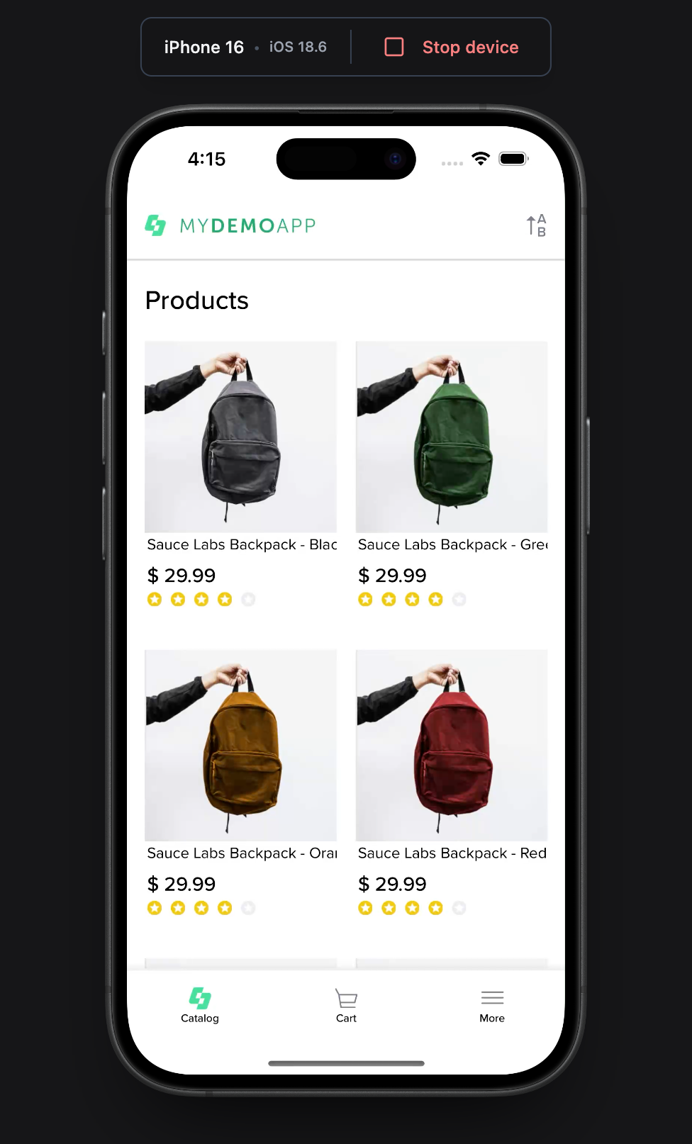 Device Panel with Stop Button