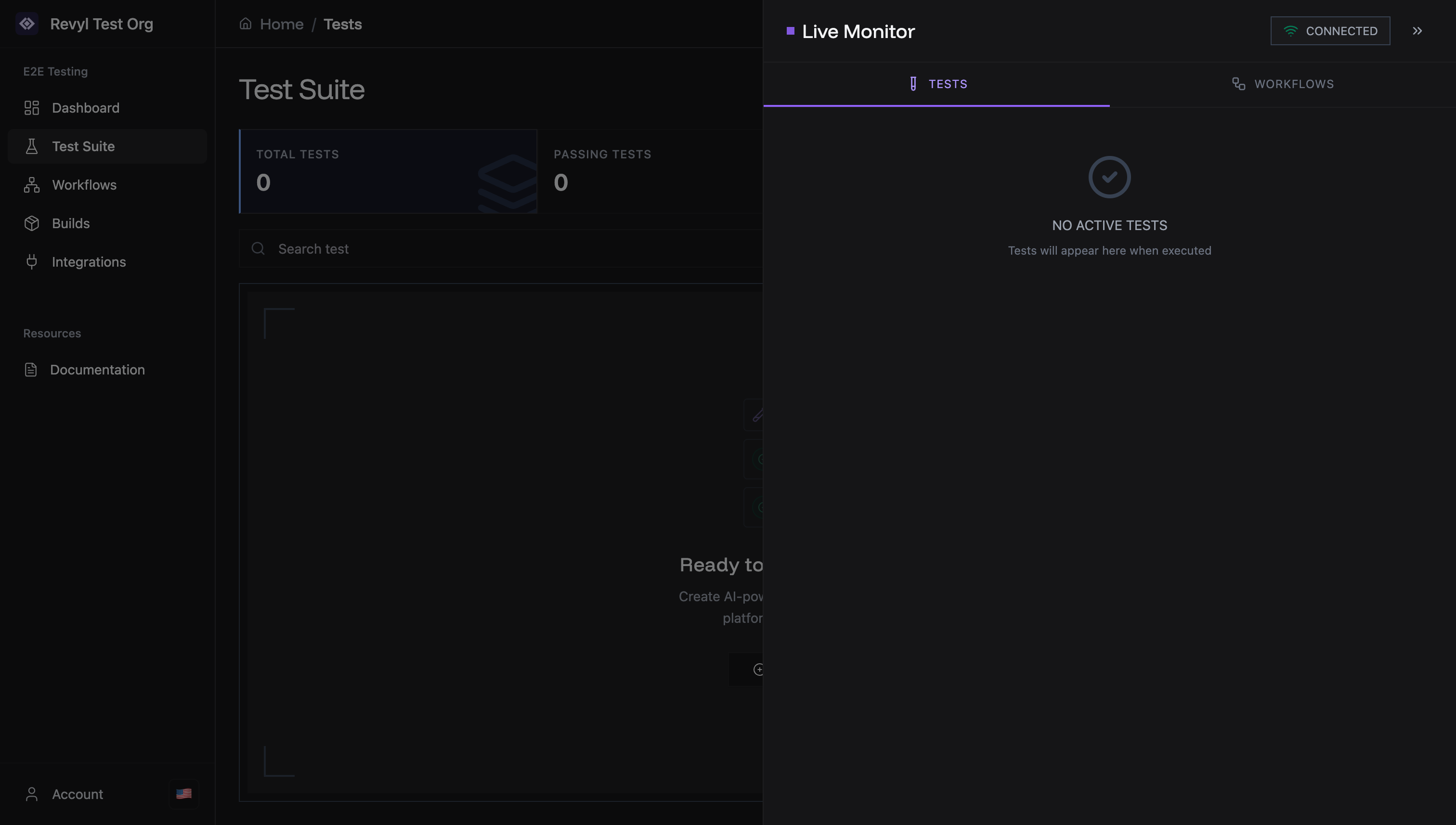 Live Monitor - No Active Tests
