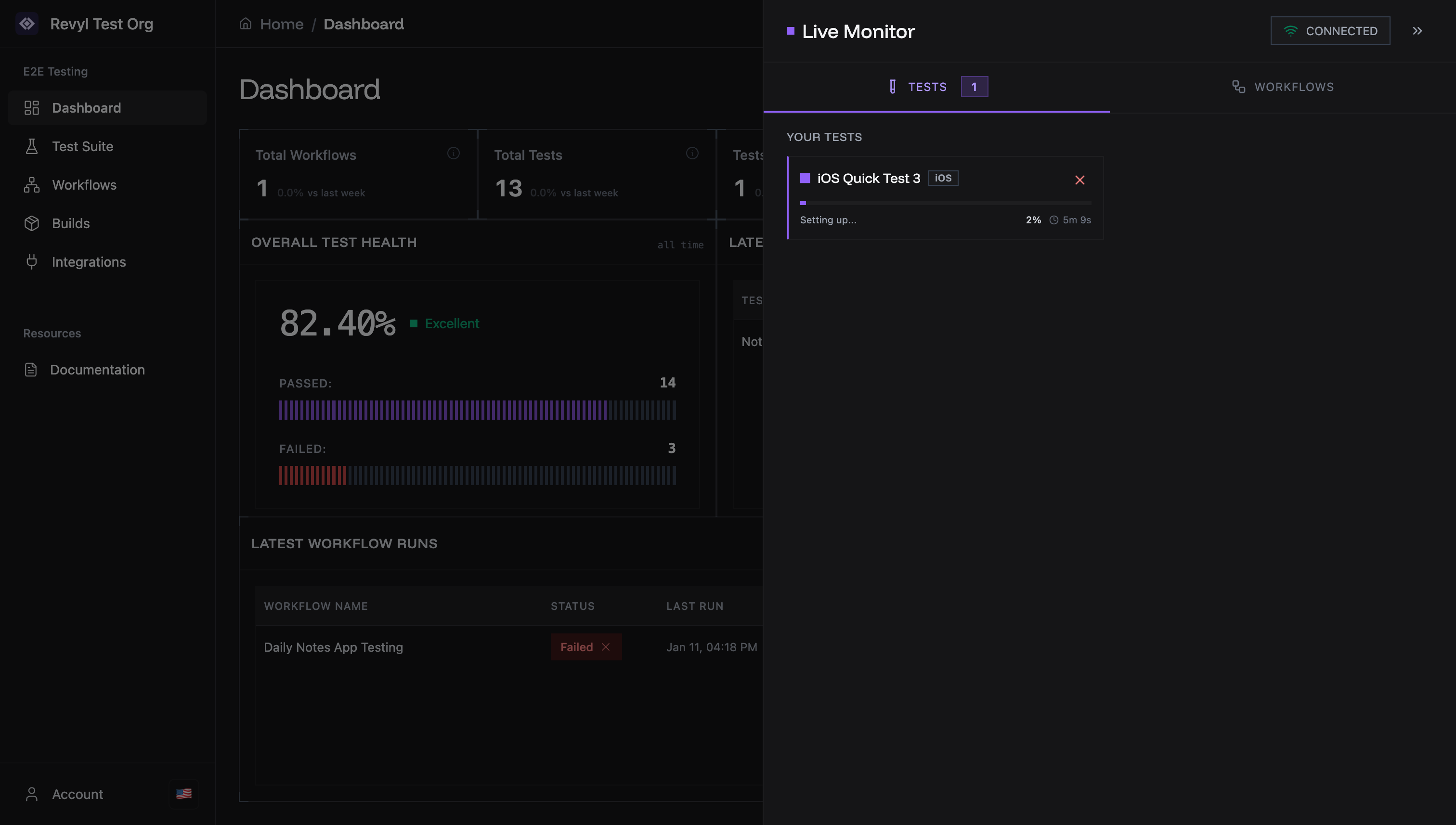 Live Monitor - Test Running