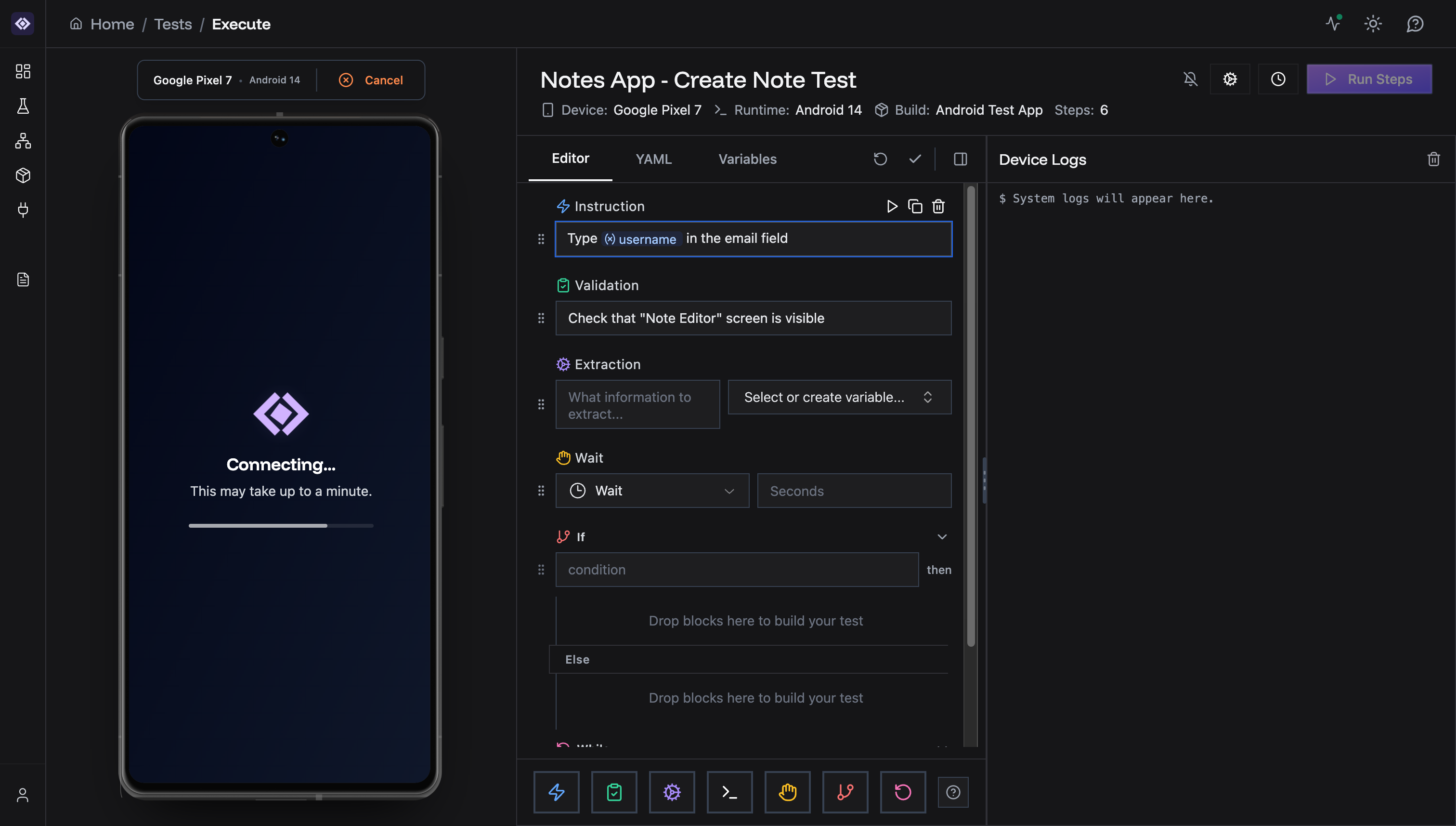 Using variable in step