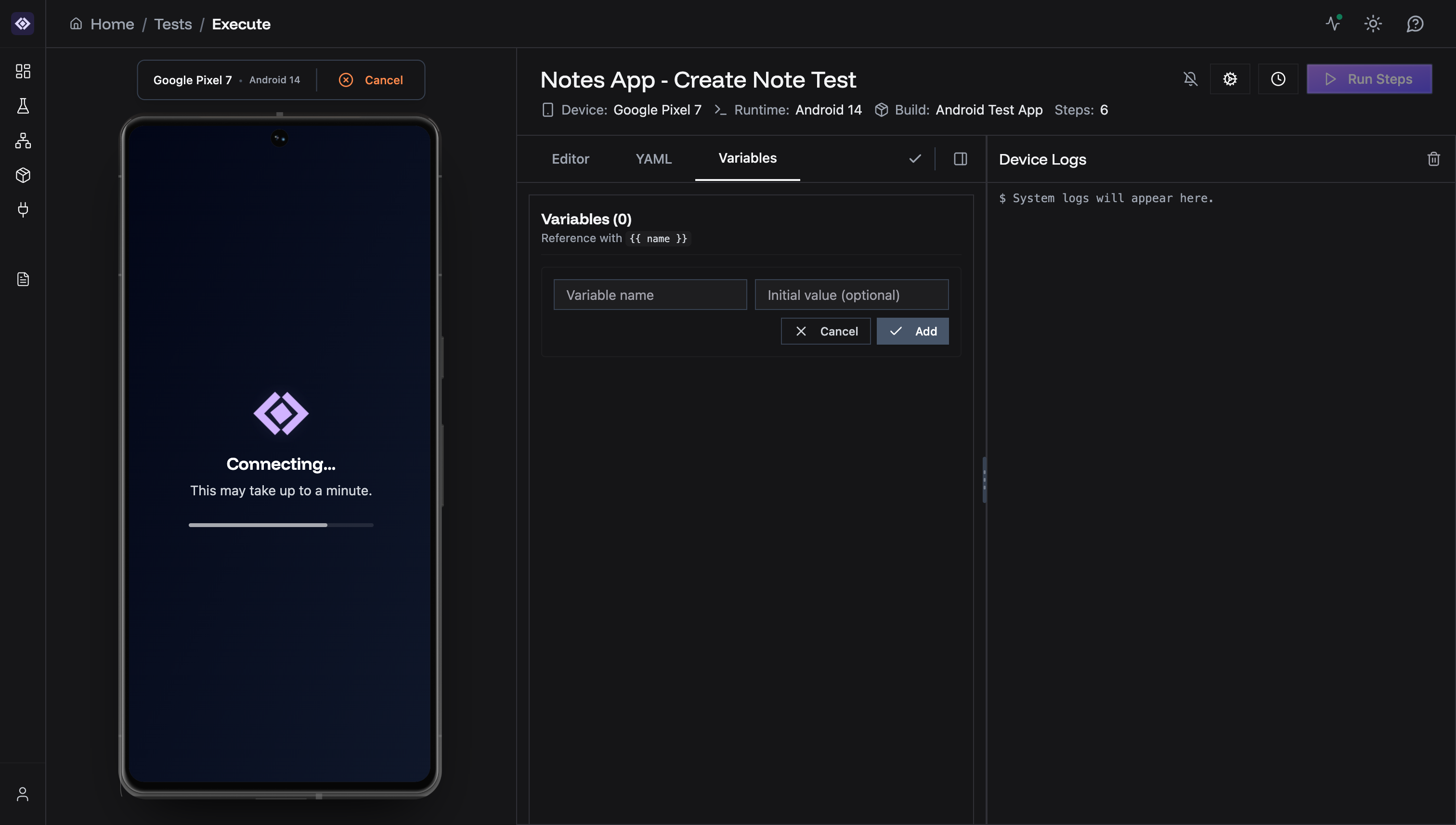 Create variable form