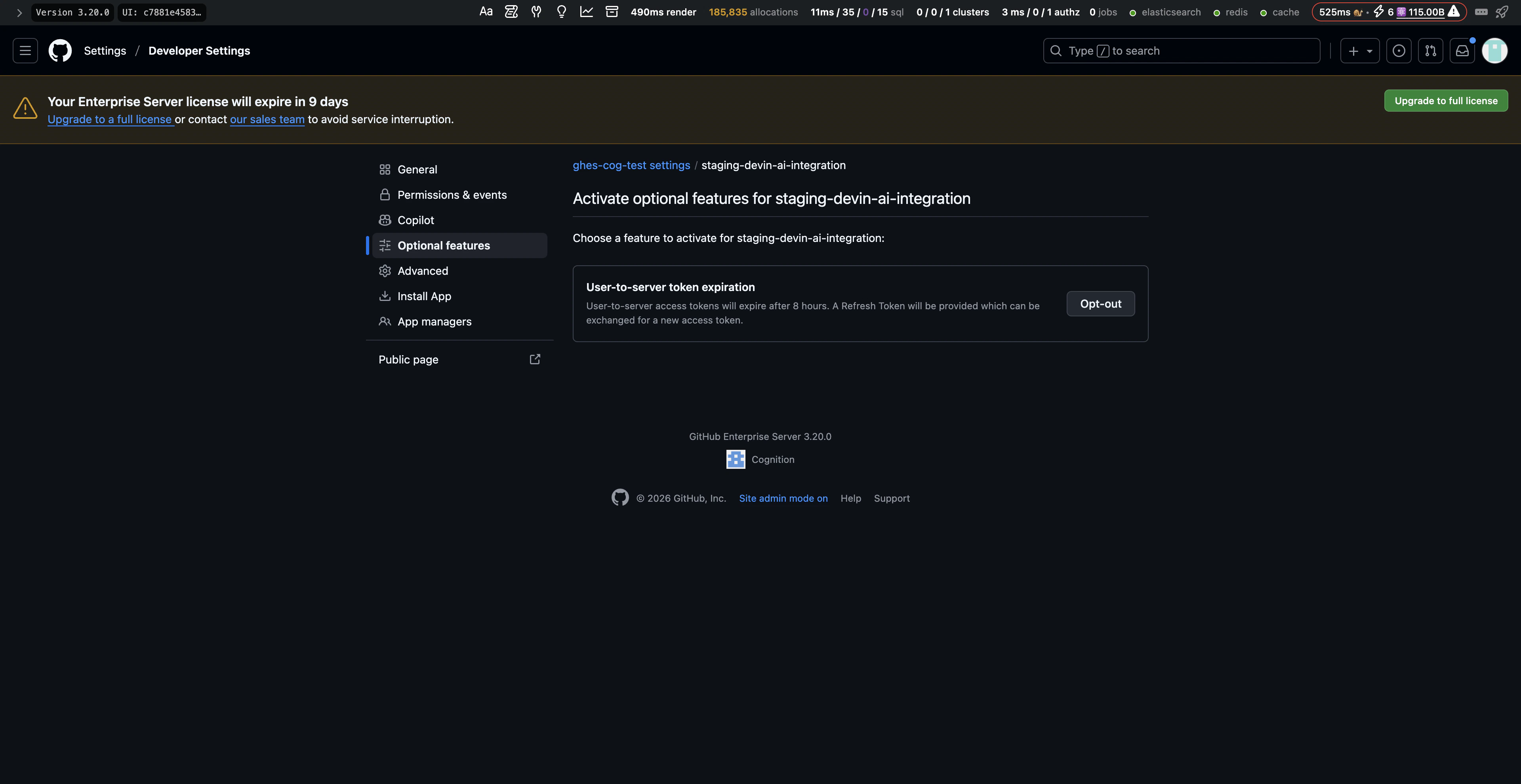 Configuración de vencimiento del token de usuario a servidor