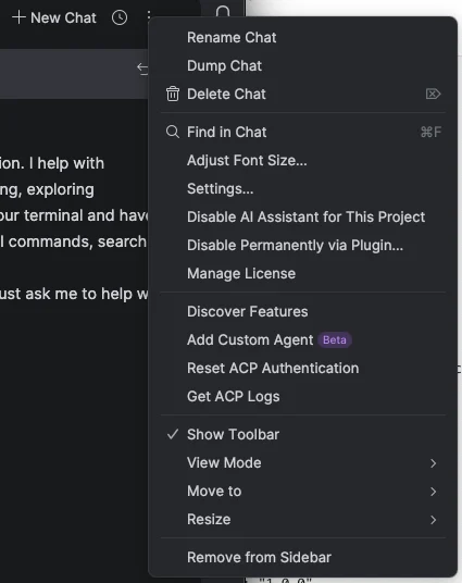 Add Custom Agent option in the AI Chat menu
