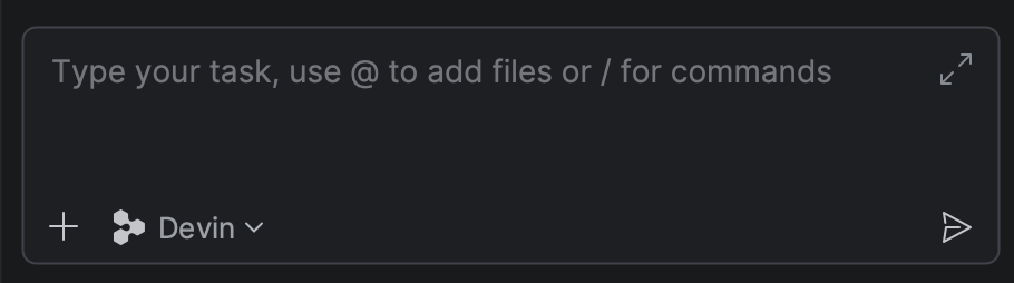 Devin selected as the agent in the AI Chat footer