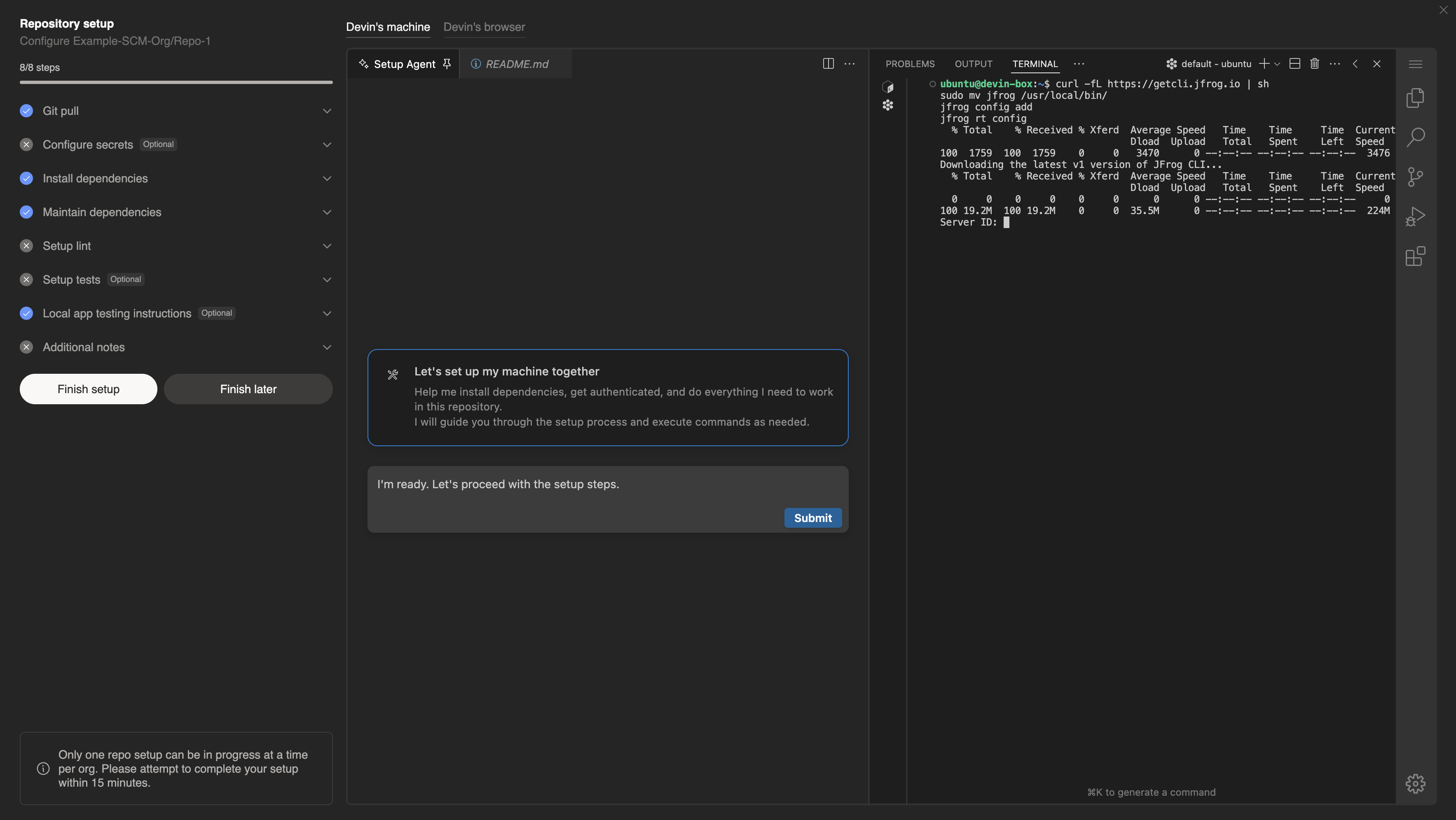 Example of using Jfrog Repo Setup
