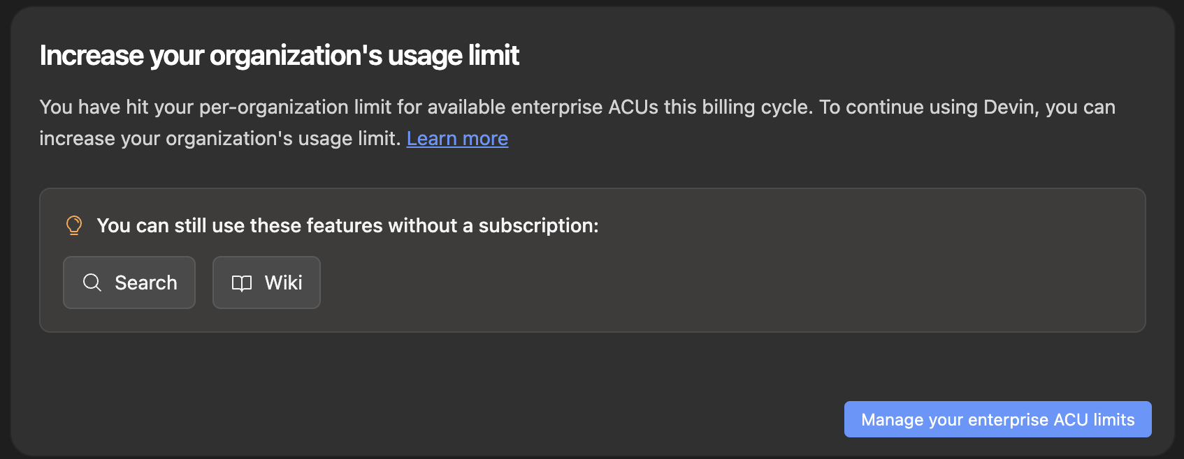 Devin Org ACU Limit Reached