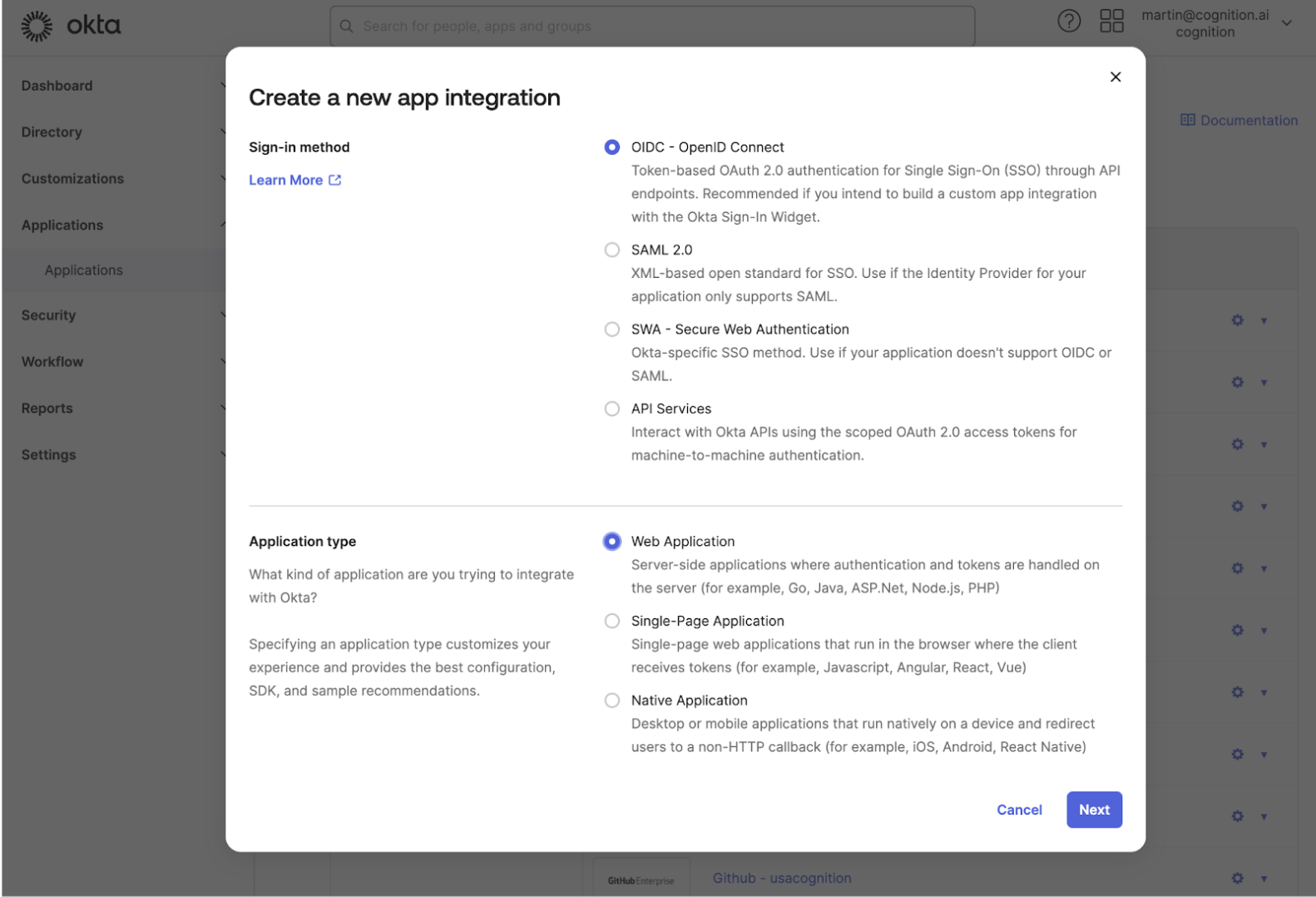 Okta Application Creation Step 2
