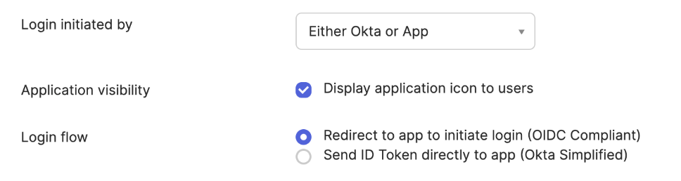 Impostazioni opzionali Okta