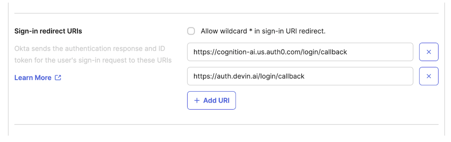 Okta Redirect URIs