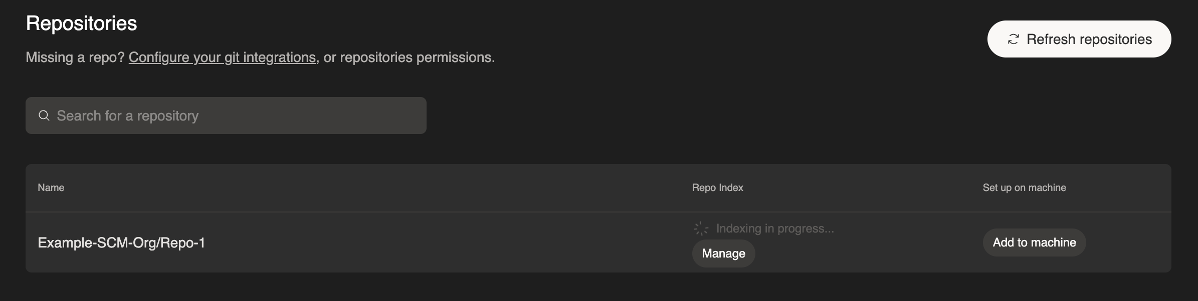 Indexing in progress
