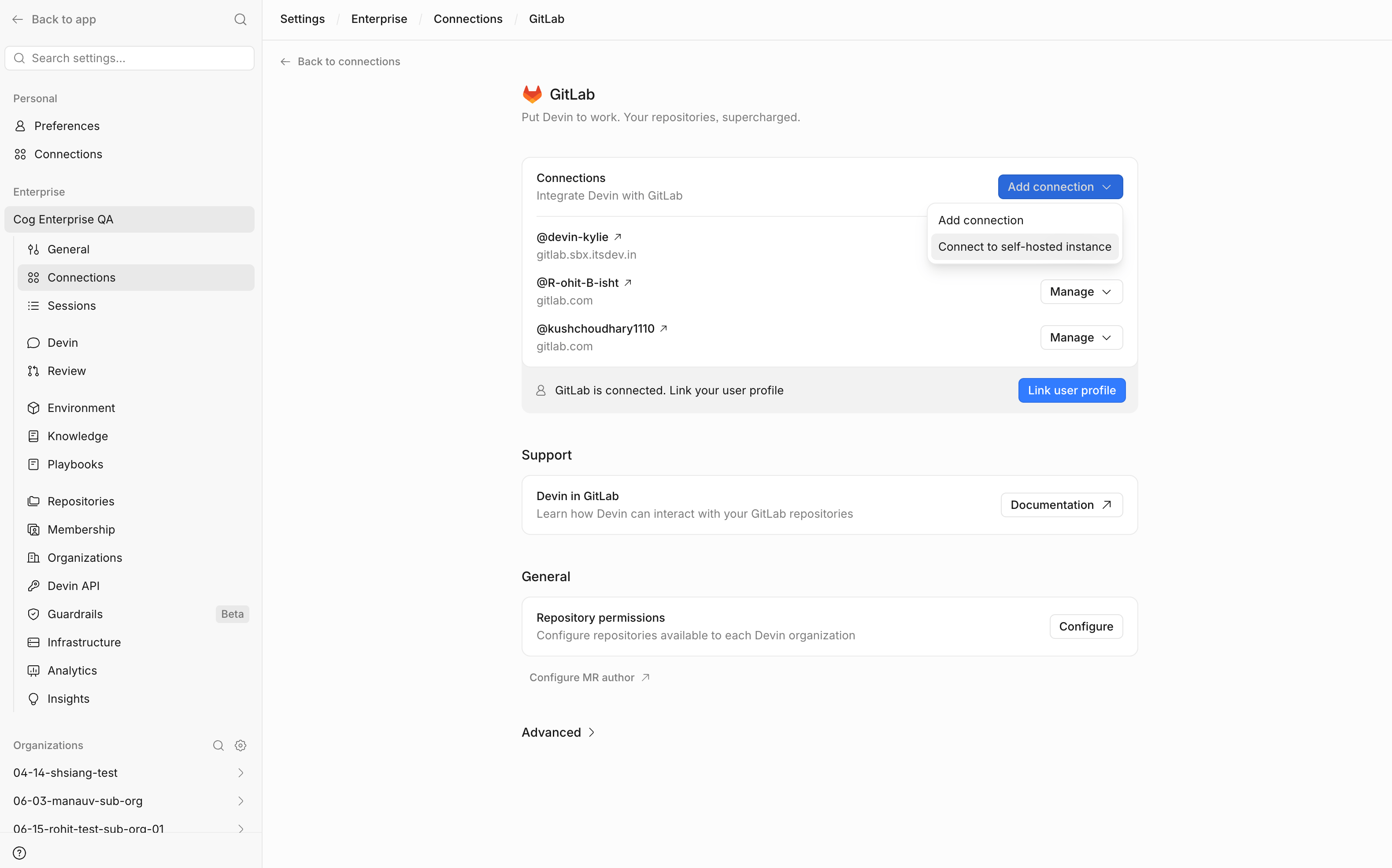 Ajouter l’URL de connexion GitLab