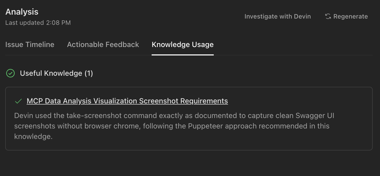 Session Insights Knowledge Usage