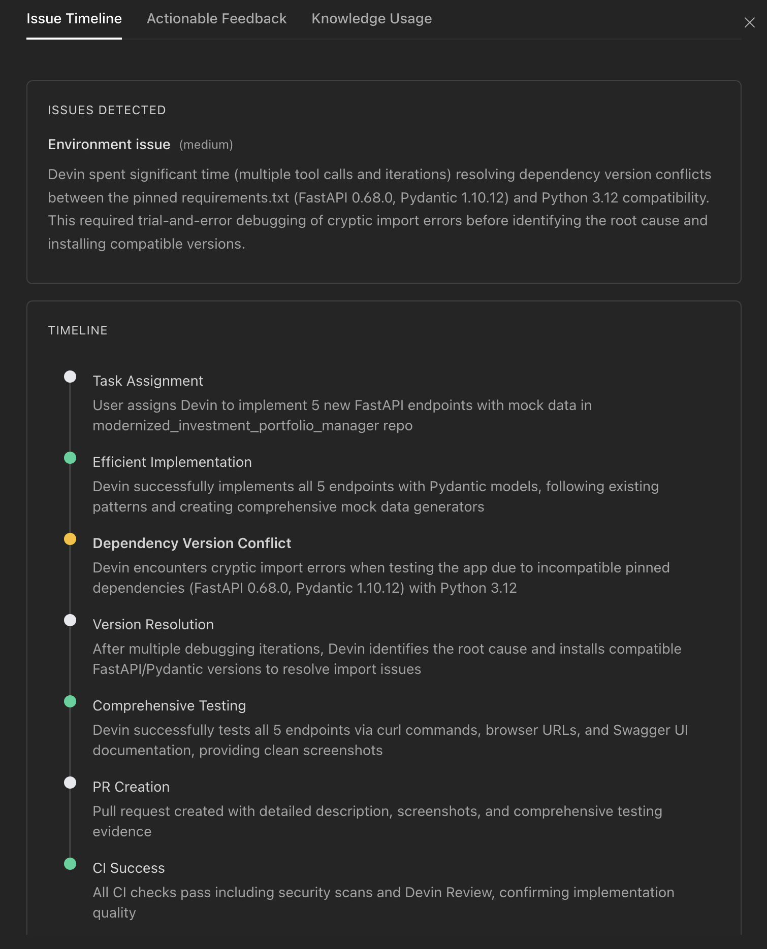 Session Insights Timeline
