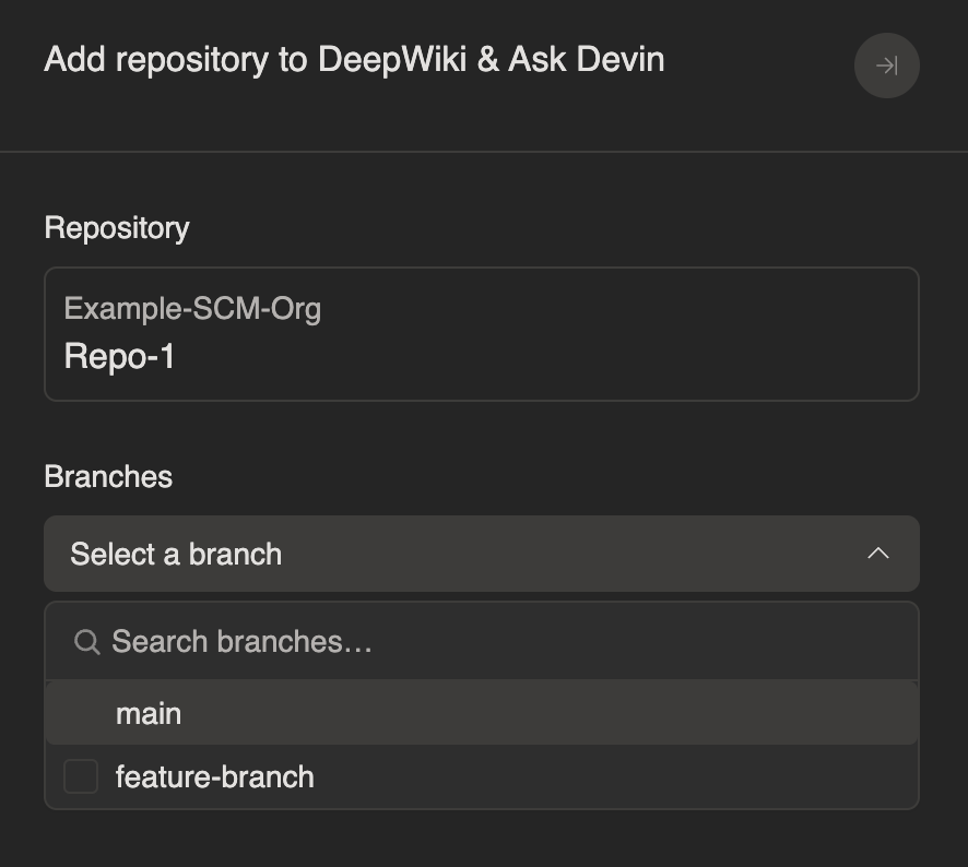 Select branches to index