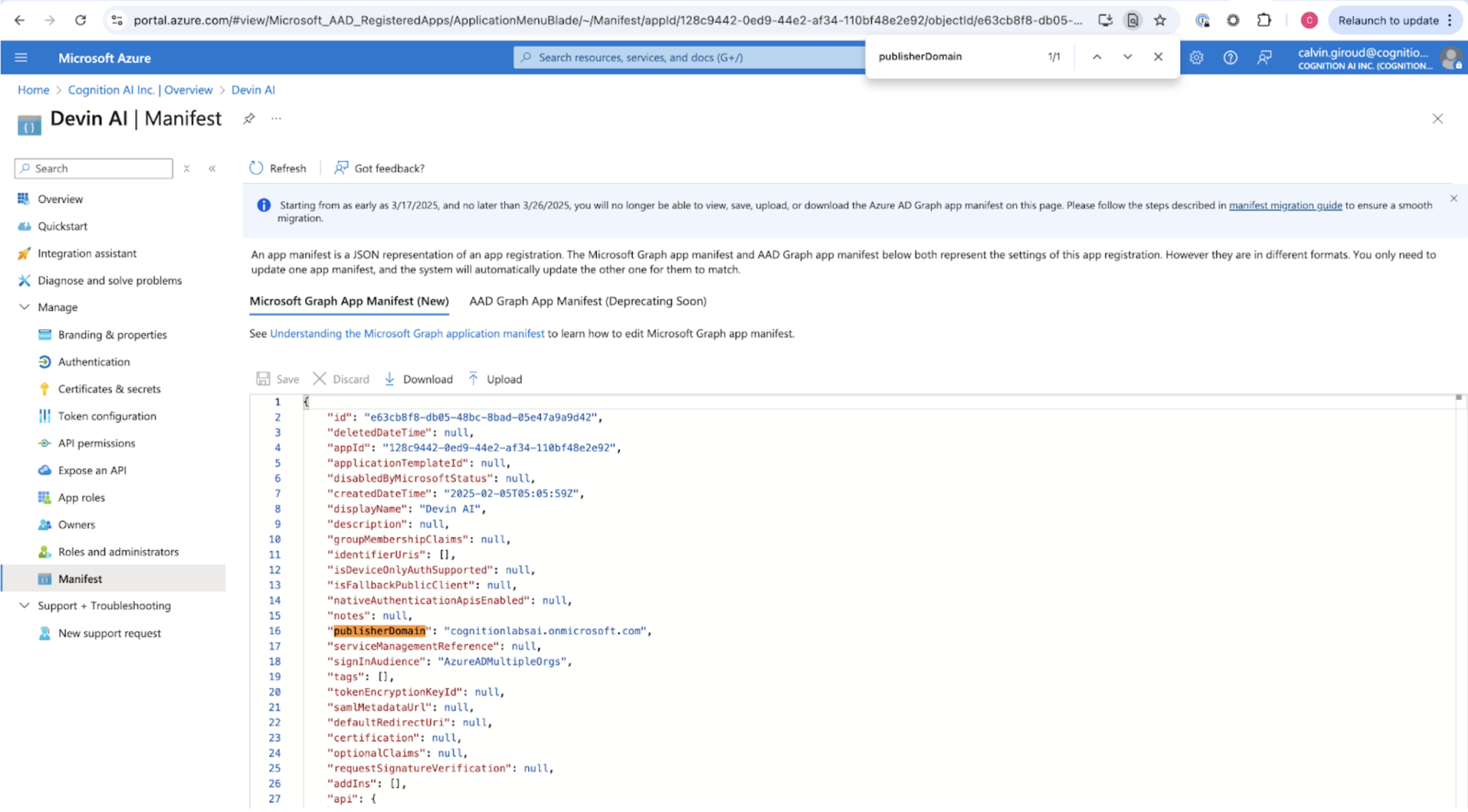 Azure AD Manifest