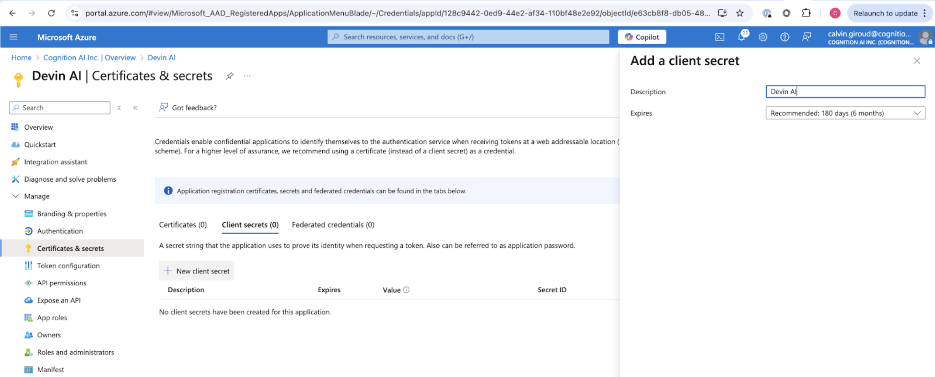Azure AD Client Secret