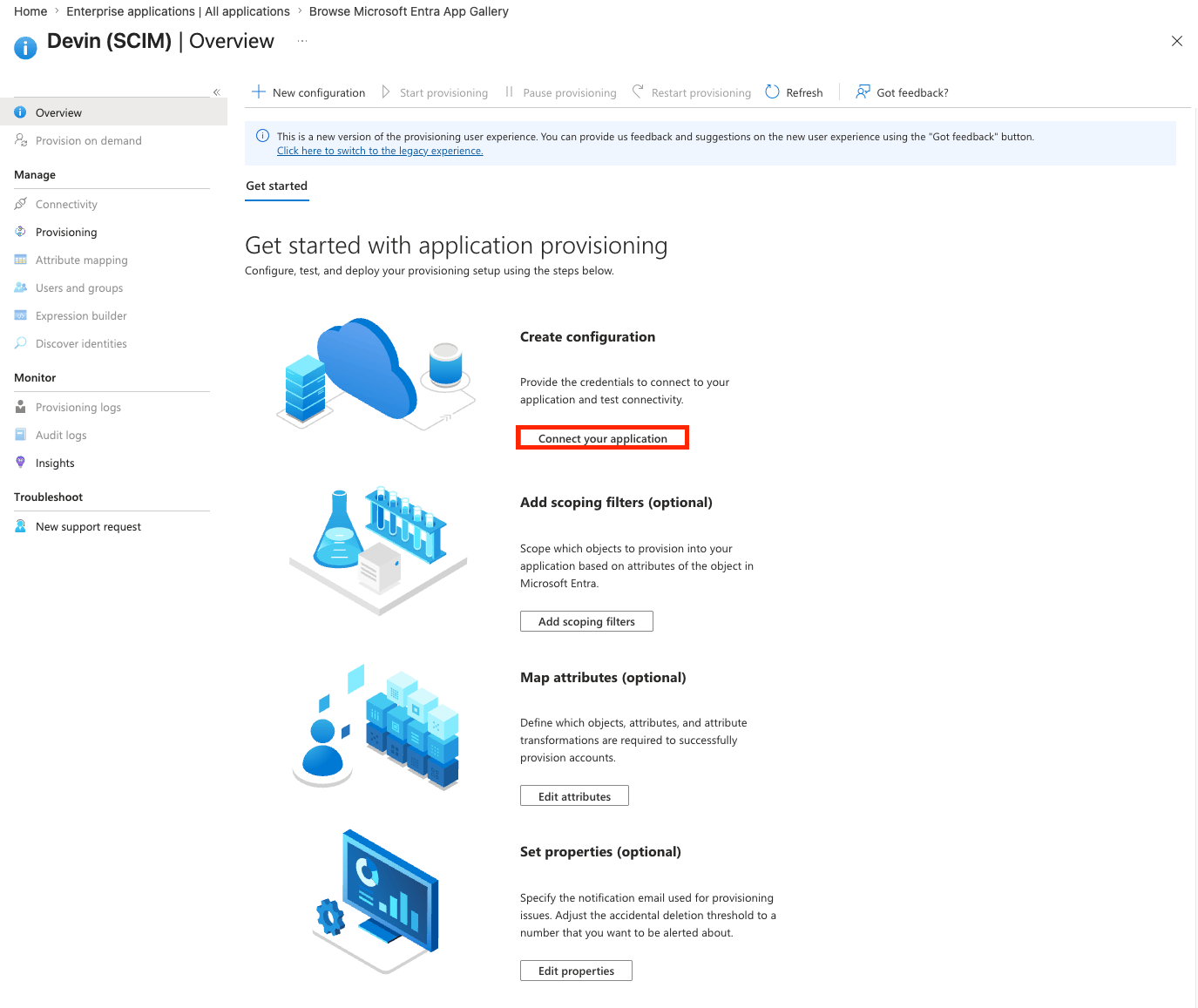 Connecter votre application dans la vue d’ensemble du provisionnement