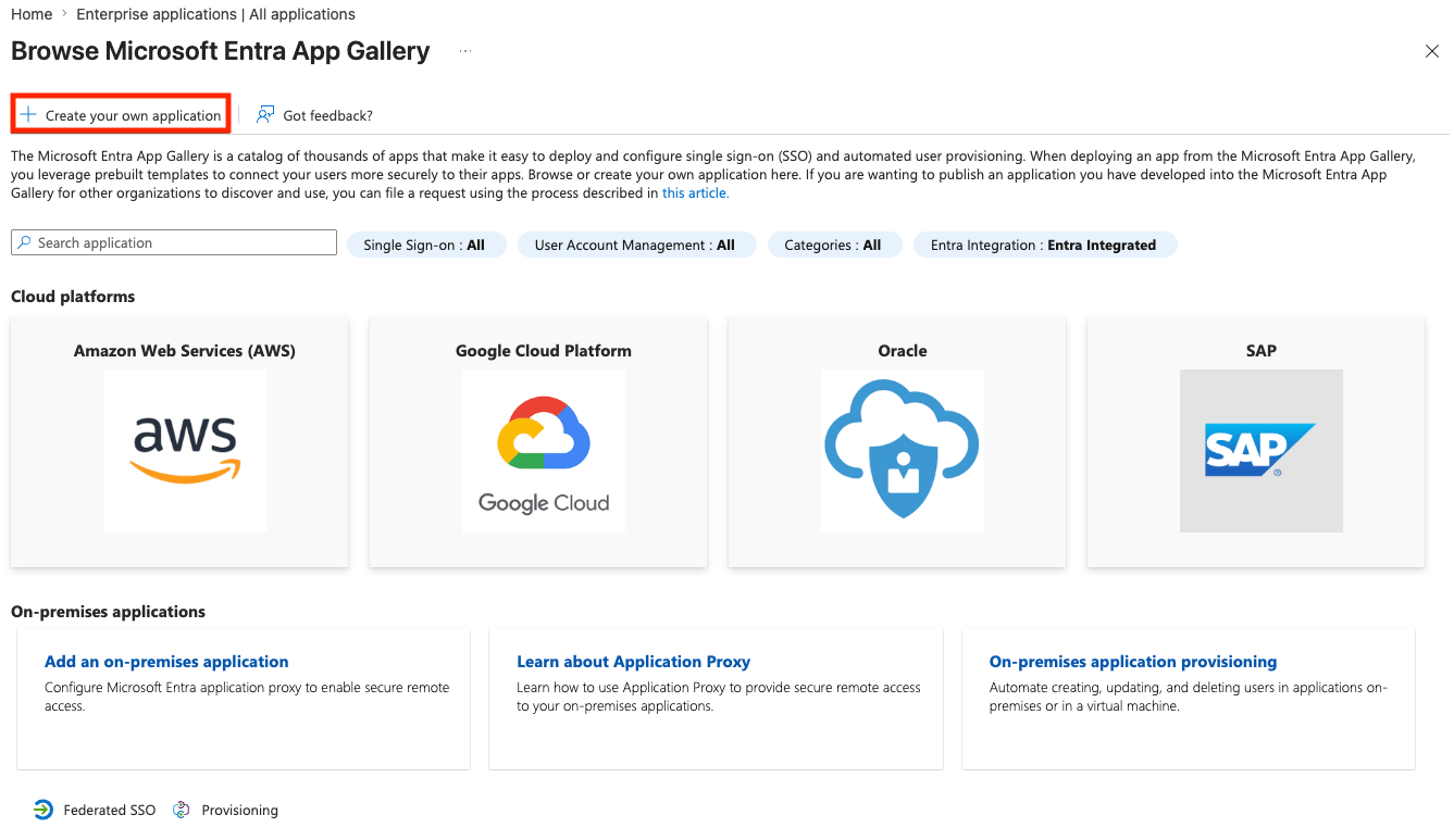 Créer votre propre application dans la galerie d’applications Entra