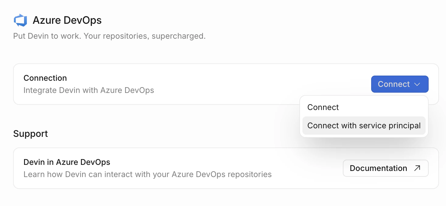 Connect with service principal