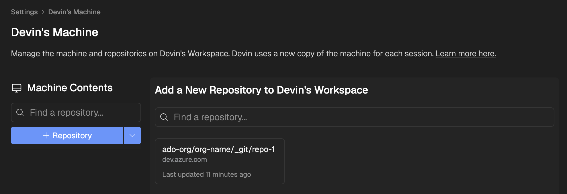 Azure DevOps Devin's Machine