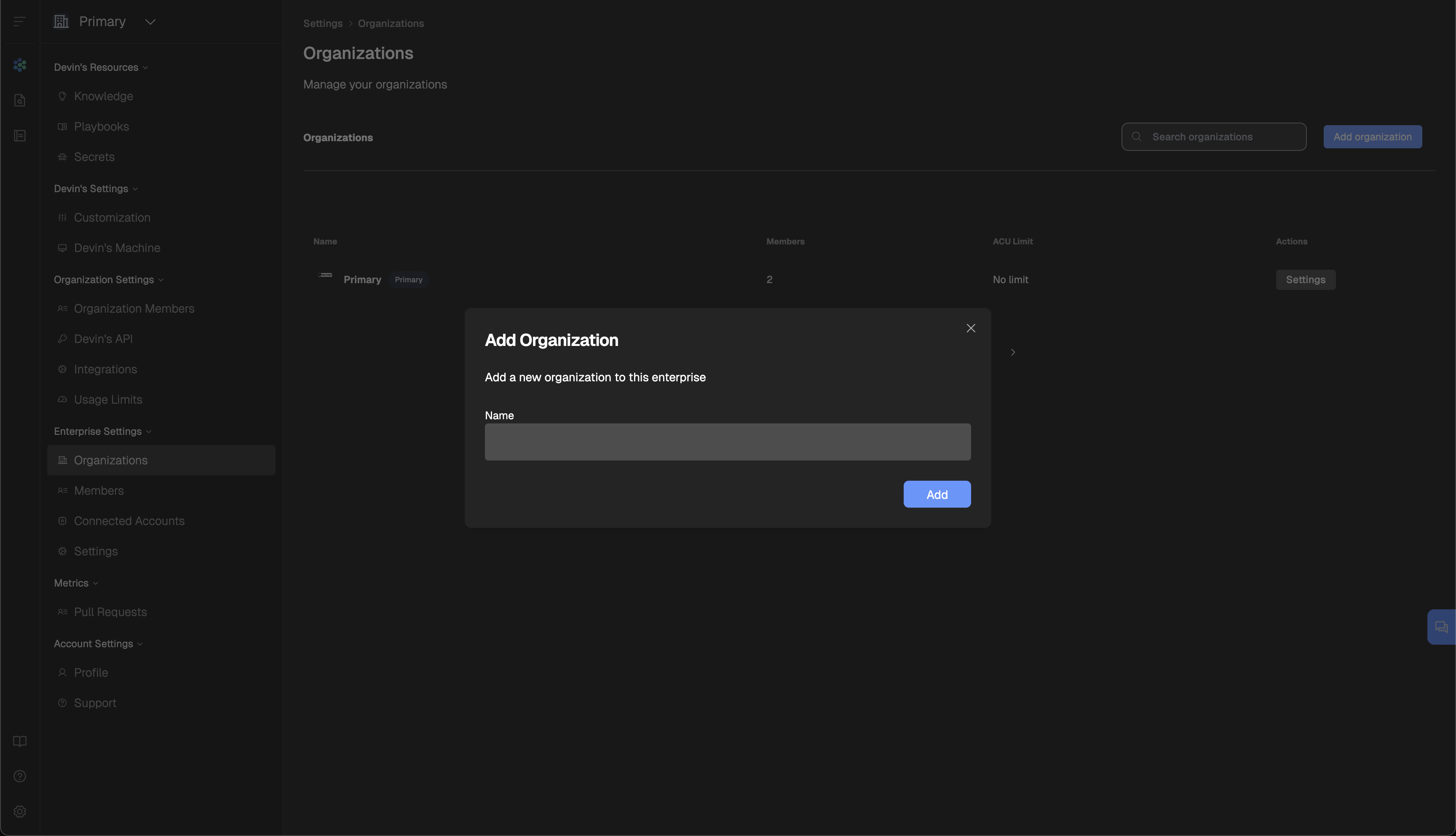 Add organization